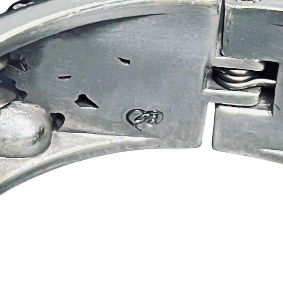 Brighton Silver Tone W/ Ruby Red Glass Rhinestones Hinged Bangle Bracelet (5932) - Picture 9 of 9